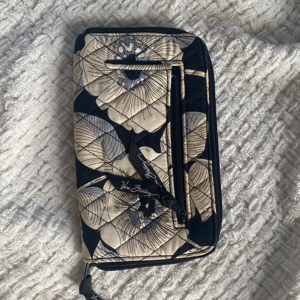 Vera Bradley Black and Cream Floral Wallet